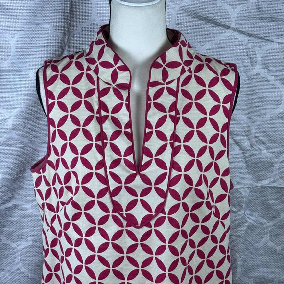 Jessica Howard Sleeveless Cotton Blend Dress – Pink Geometric Print, Size 16 - Picture 2 of 7